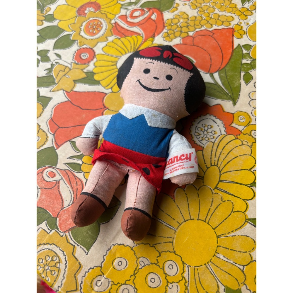 Vintage Knickerbocker Nancy Plush Doll Comic Strip Character Red Polka Dot Skirt